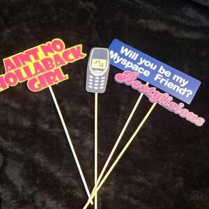 🥳Amazon Retro Party Photo Booth Props - Yellow, Blue, Pink